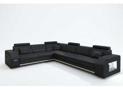 Canapé d'angle Canapé en cuir Canapé Sofa Rembourrage Siège Suite d'angle Paysage de vie Ebern S
