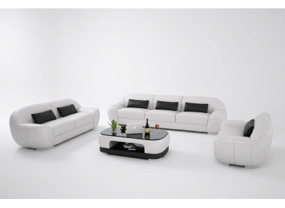 Ensemble de canapé 3+2+1 Canapé Tissu Cuir Suite Designer Neuf Homberg W