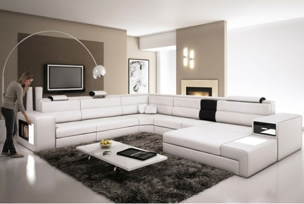 Canapé d'angle Canapé Sofa Revêtement Design Ensemble Textile Cuir Paysage vivant