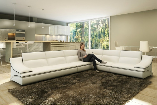 Canapé d'angle Suite rembourrée Canapé Canapé paysager Salon Siège Coin Textile Cuir