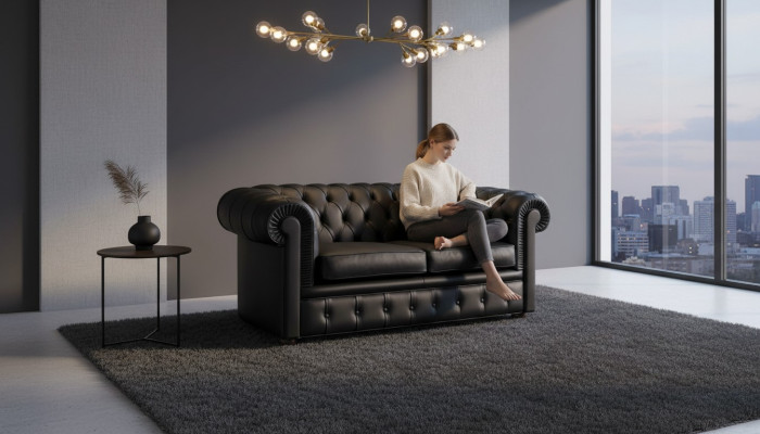 Canapé Chesterfield Sofa Coussins Canapés Classique 2 Places Siège en Cuir Schaffhau