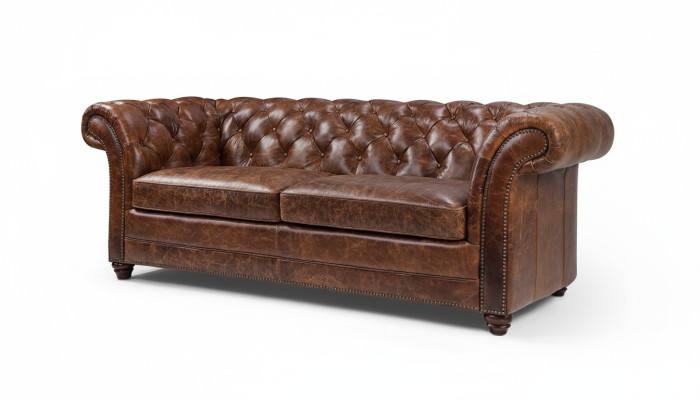 Chesterfield Canapé en cuir véritable à 100% Canapé Canapé Rembourrage Canapés Classiques