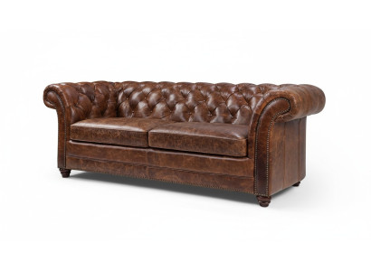 Chesterfield Canapé en cuir véritable à 100% Canapé Canapé Rembourrage Canapés Classiques