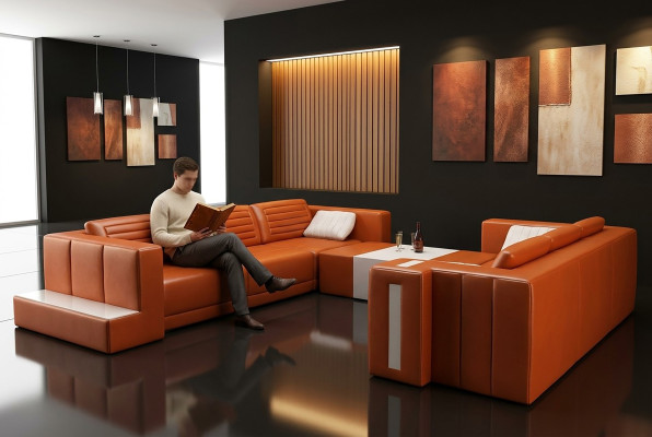 Design élégant moderne Canapés de salon Meubles rembourrés Forme en U pour votre maison