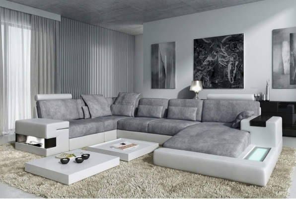 Canapé en cuir Garniture Canapé d'angle Ensemble Salon cuir Canapé design Nouveau sofa