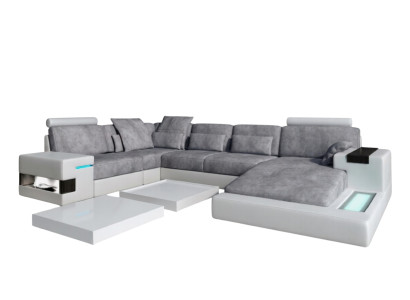 Canapé en cuir Garniture Canapé d'angle Ensemble Salon cuir Canapé design Nouveau sofa