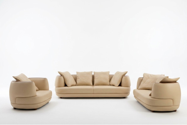 Ensemble de canapés Royal Luxury Designer Canapé Rembourrage 3+2+1 Siège de canapé en cuir beige