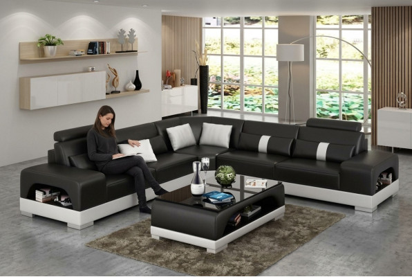 Designer Living Landschaft Ecksofa Sofa Couch Big L-Form XXL Sitz Suite Sandberg