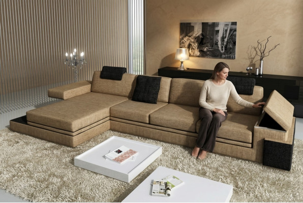 Canapé en cuir design canapé canapé rembourrage suite de tissu d'angle de paysage vivant