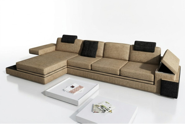 Canapé en cuir design canapé canapé rembourrage suite de tissu d'angle de paysage vivant