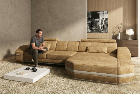 Canapé d'angle Canapé Couch Tapisserie Design Paysage vivant Design Suite d'angle