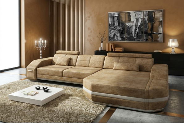 Canapé d'angle Canapé Couch Tapisserie Design Paysage vivant Design Suite d'angle