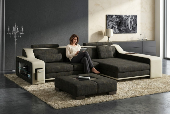Canapé d'angle design Canapé Canapé Rembourrage Siège Canapés Ensemble d'angle Textile Cuir