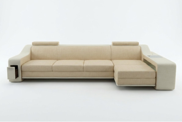 Canapé d'angle Design Sofa Couch Revêtement Siège Ensemble d'angle Canapés Cuir Textile Themar BW