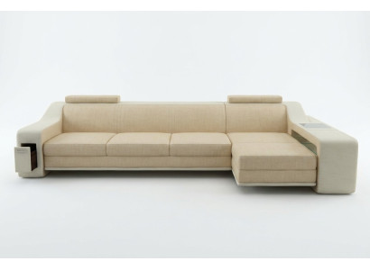 Canapé d'angle Design Sofa Couch Revêtement Siège Ensemble d'angle Canapés Cuir Textile Themar BW