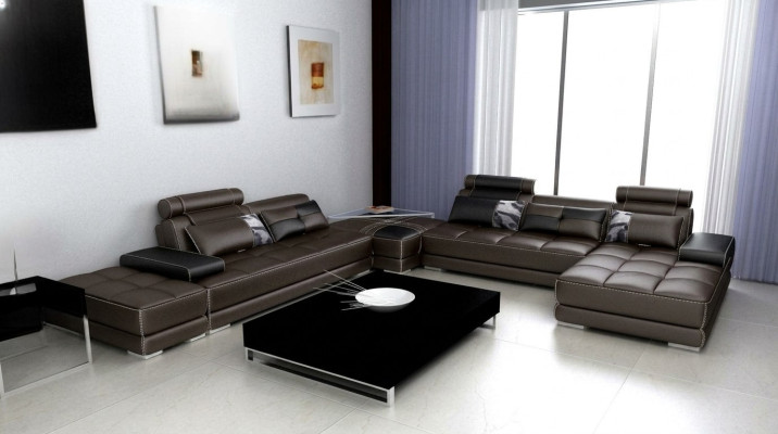 Canapé d'angle Canapé Canapé Paysage vivant Canapé en cuir XXL Canapé design