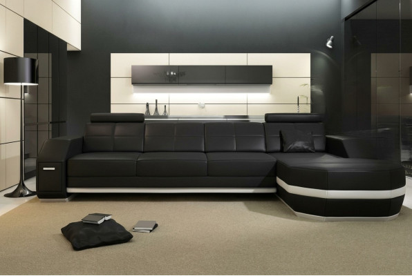 Canapé d'angle en cuir PH300B pour coin salon