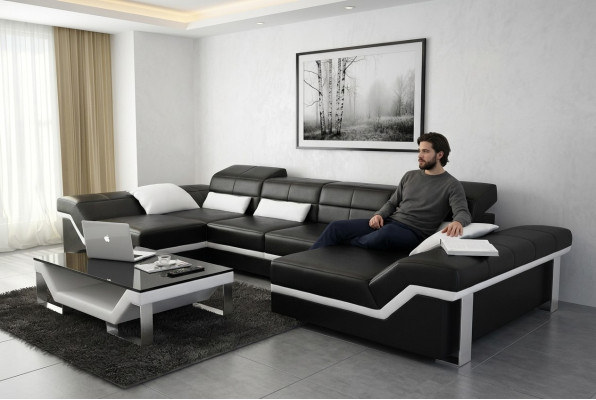 Canapé en cuir Canapé Canapé Canapé d'angle Suite Design Moderne Canapé K5007C