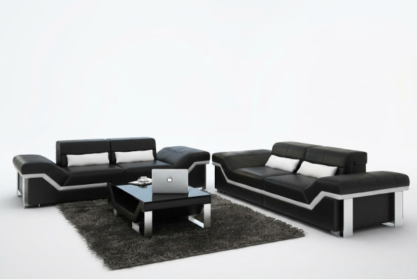 Canapé en cuir Canapé Paysage vivant 3+3 Suite Design Canapés modernes neufs