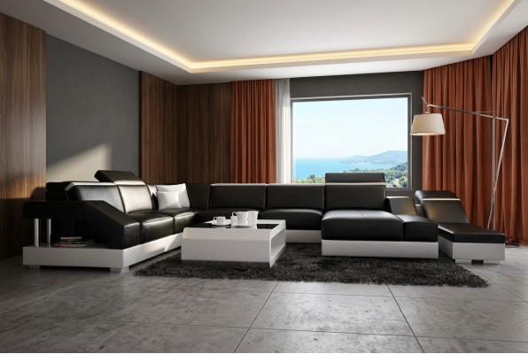 Canapé en cuir Canapé Canapé Salon Paysage de vie Canapé d'angle Suite Design Canapé moderne K5011