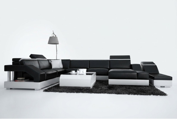 Canapé en cuir Canapé Canapé Salon Paysage de vie Canapé d'angle Suite Design Canapé moderne K5011
