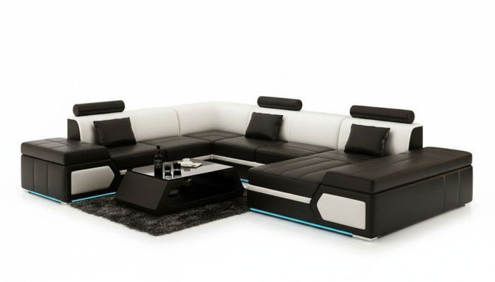Canapé en cuir Canapé Canapé Canapé d'angle Suite Design Moderne Sofa K5013