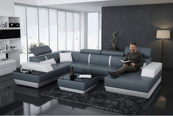 Canapé en cuir Canapé Canapé Canapé d'angle Suite de canapé Design Canapé Moderne K5015
