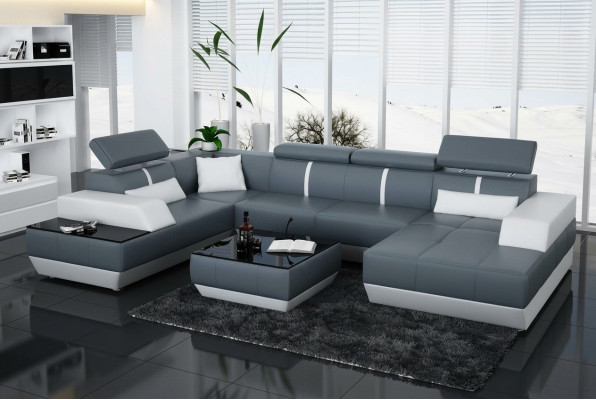 Canapé en cuir Canapé Canapé Canapé d'angle Suite de canapé Design Canapé Moderne K5015