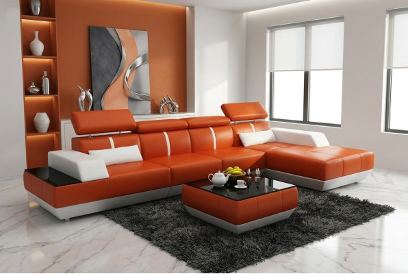 Canapé en cuir L-shape Canapé Canapé Living Paysage Canapé d'angle Suite Design Canapé moderne K5015B
