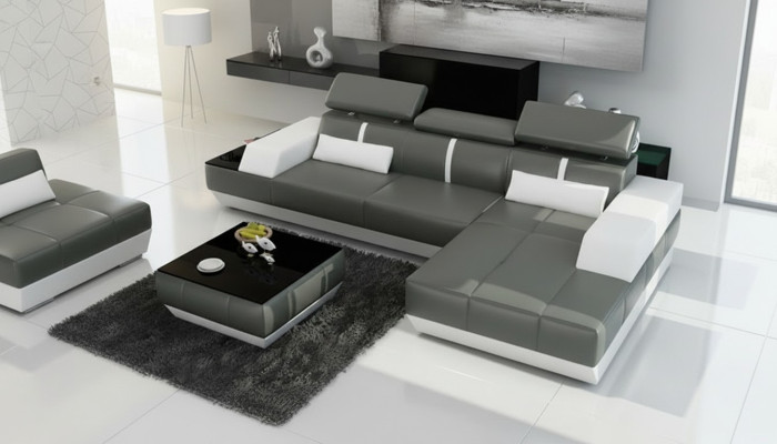 Canapé en cuir moderne canapé design canapé canapé paysage vivant suite de canapé d'angle décor