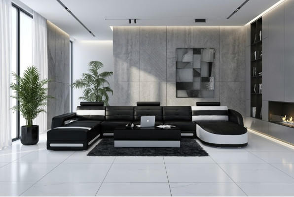 Canapé d'angle avec dossier ergonomique et accoudoirs confortables