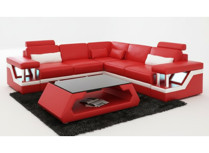 Canapé d'angle de salon en cuir avec un design moderne pour la décoration d'intérieur.
