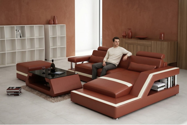 Canapé en cuir Canapé moderne Canapé d'angle Salon Paysage Déco Coin canapé Design Suite