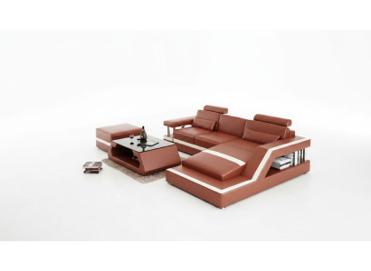 Canapé en cuir Canapé moderne Canapé d'angle Salon Paysage Déco Coin canapé Design Suite