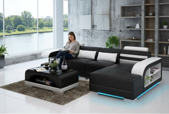 Canapé en cuir Canapé Canapé paysage vivant Canapé d'angle Suite d'angle Design Canapé moderne G8033C