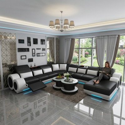 Canapé en cuir Canapé Canapé d'angle Canapé d'angle Suite d'angle Design Canapé moderne