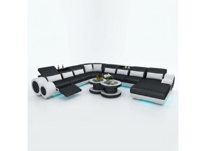 Canapé en cuir Canapé Canapé d'angle Canapé d'angle Suite d'angle Design Canapé moderne