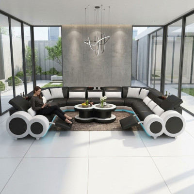 Canapé en cuir Canapé Canapé en coin Canapé d'angle Suite d'angle Design Canapé moderne G8035B