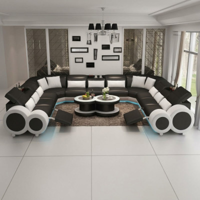 Canapé en cuir Canapé Canapé en coin Canapé d'angle Suite d'angle Design Canapé moderne G8035B