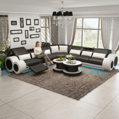 Canapé en cuir Canapé Canapé d'angle Canapé d'angle Suite d'angle Design Canapé moderne G8035C