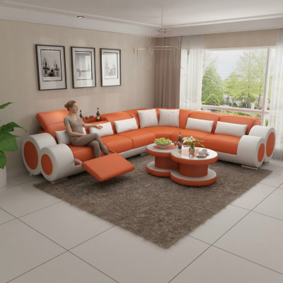 Canapé en cuir Canapé Salon Paysage vivant Canapé Moderne Coin Canapé d'angle Suite de design