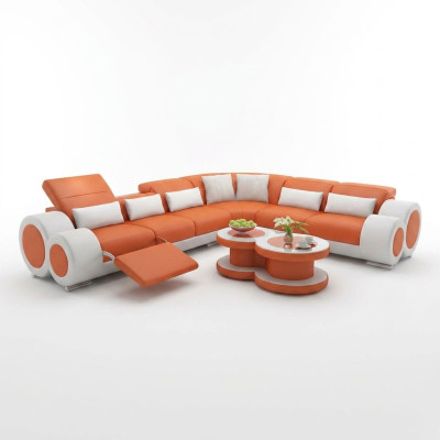 Canapé en cuir Canapé Salon Paysage vivant Canapé Moderne Coin Canapé d'angle Suite de design