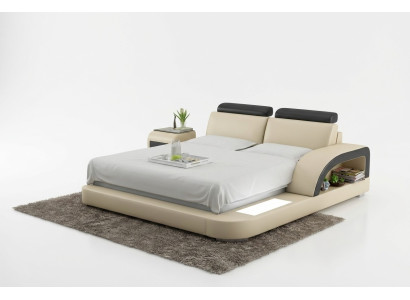 Éclairage de lit de luxe Lit en cuir Lits Canapé Grand Mariage Rembourrage 140/160/180 cm