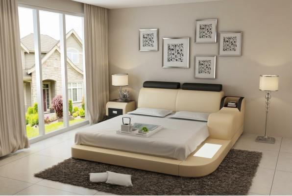 Lit design de luxe Lits de luxe en cuir Chambre moderne 140/160/180 LB8813