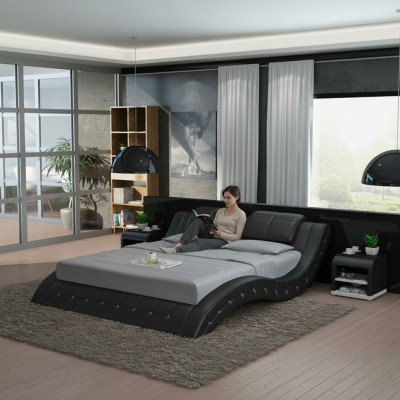 Conception de lit en cuir de luxe Lits Capitonnés lit double 140/160/180 LB8824