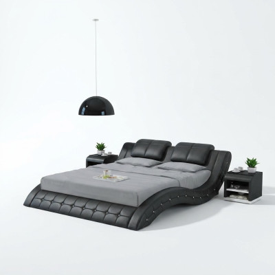 Conception de lit en cuir de luxe Lits Capitonnés lit double 140/160/180 LB8824