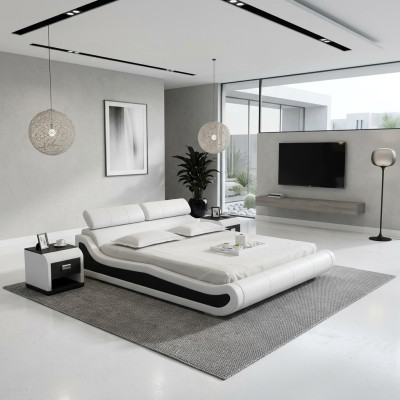 Design de lit en cuir de luxe Lits Rembourrage Double Mariage Moderne 140/160/180 cm