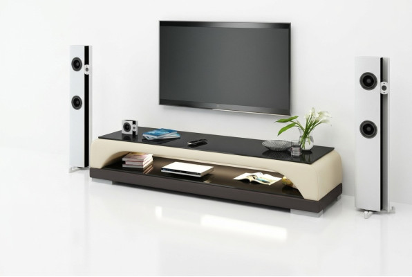 Meuble TV Sideboard en cuir Table en verre Armoire télé Table Designer Décor