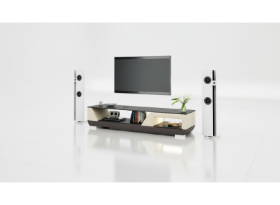 Meuble TV en cuir, verre, décor de table Armoire de télévision Console de designer