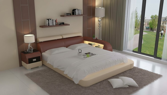 Lit double pour hôtel Lit à eau complet Chambre à eau Tête de lit en cuir LB8801